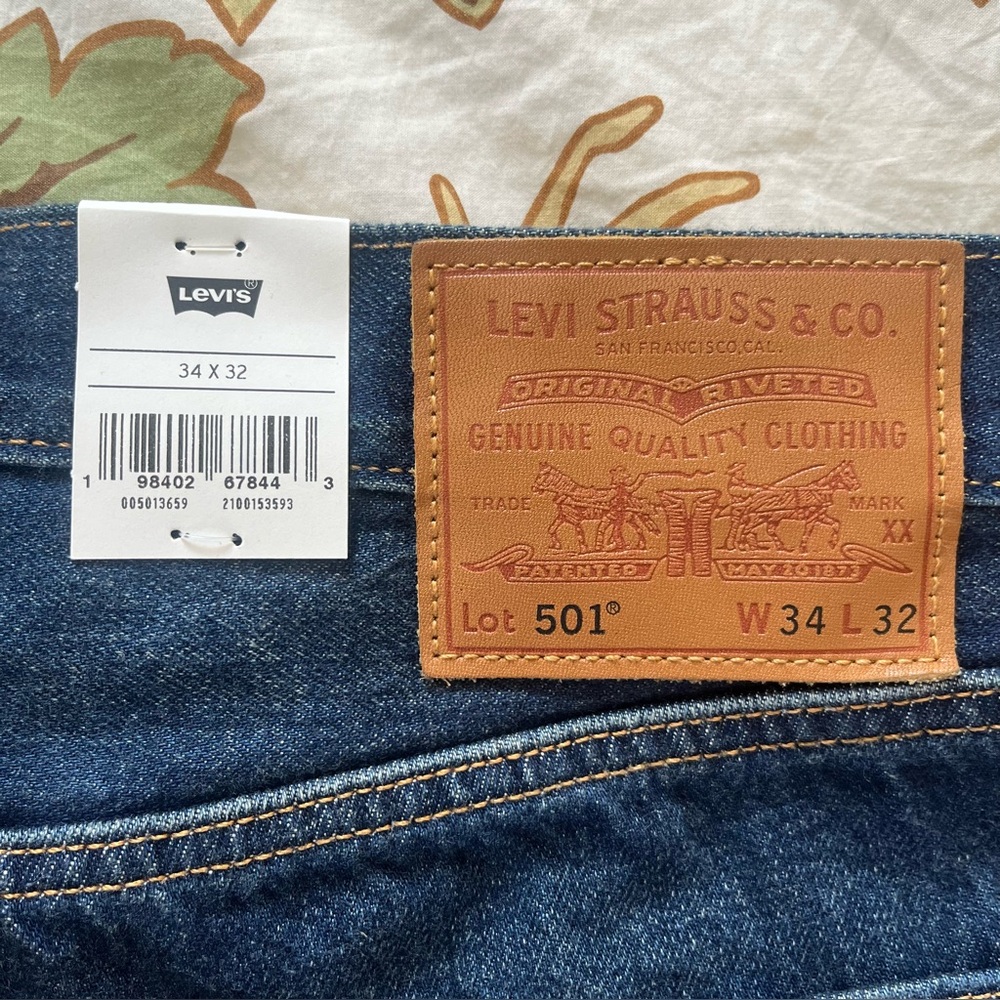 NWT Men’s Levi's 501 Original Fit Selvedge Jeans Size 34 x 32 in Bounty Hunter - Picture 11 of 16